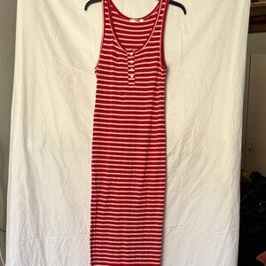 Heart Hips Red and White Striped Maxi Dress